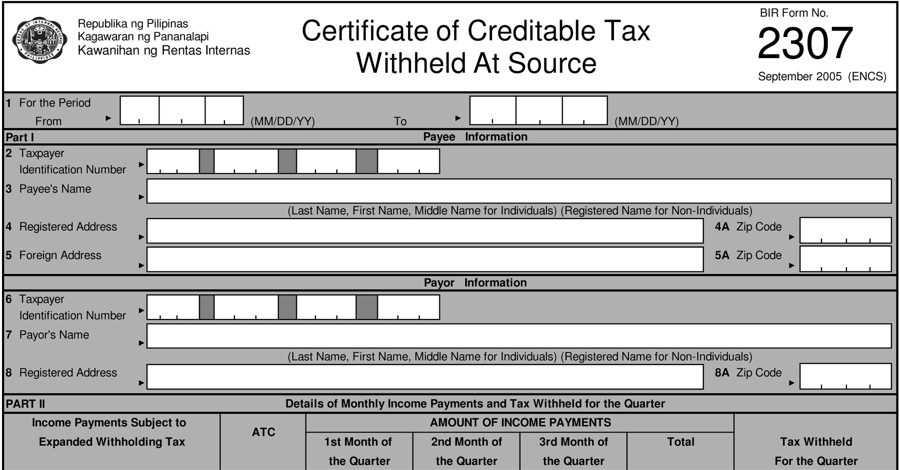 BIR Form 2307